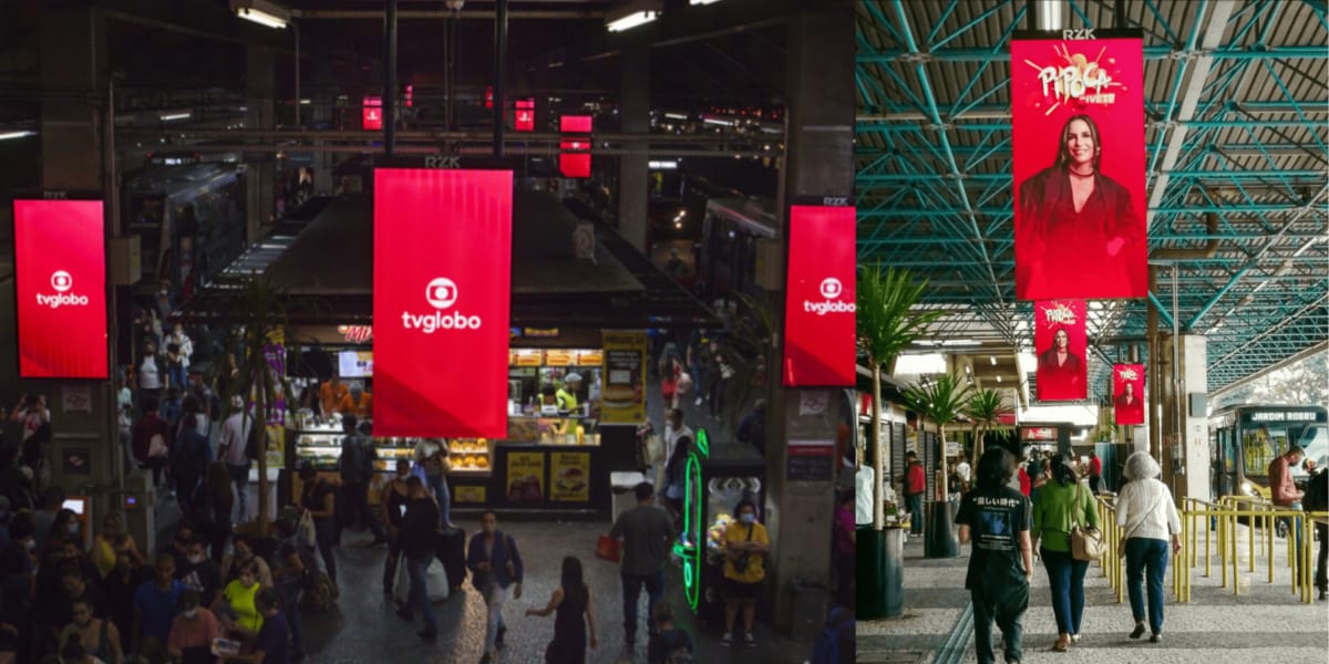 Globo faz campanha nos terminais de ônibus de São Paulo por audiência em 'Pipoca da Ivete' (Reprodução: Montagem TV Foco)