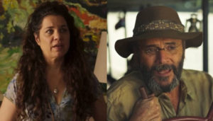 Maria Bruaca (Isabel Teixeira) e Eugênio (Almir Sater) estabeleceram uma nova relação em Pantanal, remake assinado por Bruno Luperi (Foto: Reprodução / Globo)