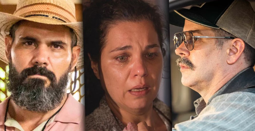 Alcides, Maria Bruaca e Tenório, em Pantanal (Reprodução: Montagem TV Foco)