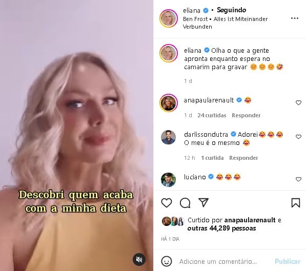 Eliana surgiu fazendo uma confissão (Foto: Reprodução/ Instagram)