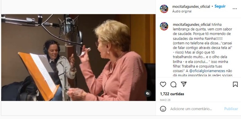 Mocita Fagundes expõe Glória Menezes (Foto: Reprodução/Instagram)