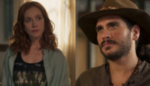 Trindade (Gabriel Sater) ficará desesperado com a possibilidade de Irma (Camila Morgado) ter engravidado de um bebê-diabo em Pantanal (Foto: Reprodução / Globo)