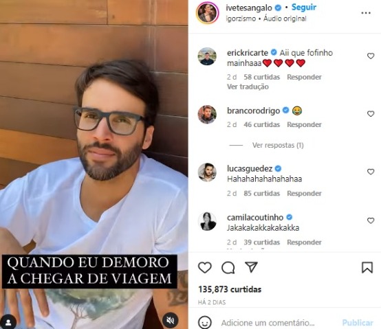 Ivete Sangalo expõe marido em vídeo (Foto: Reprodução/Instagram)
