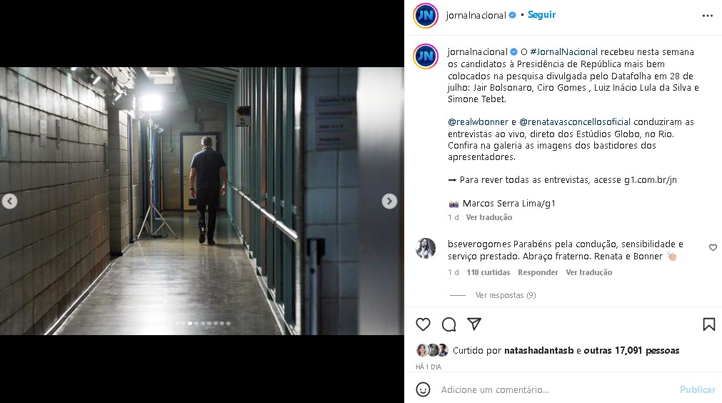 William Bonner surgiu andando por corredor solitário da Globo (Foto: Reprodução/ Instagram)