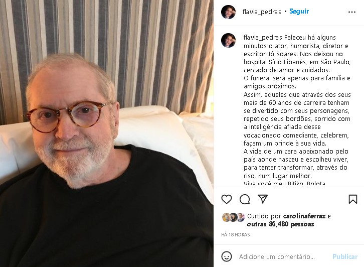 Jô Soares recebeu homenagem da ex-esposa (Foto: Reprodução)