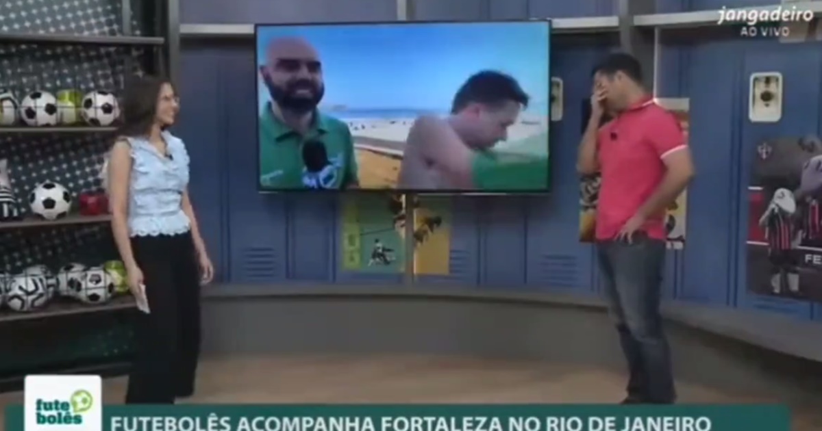 O jornalista de afiliada do SBT, Anderson Azevedo, deixa apresentadores e narrador constrangidos ao tirar a roupa ao vivo 