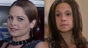 Lindinha (Vanessa Gerbelli) venderá a porca de Januário (Taumaturgo Ferreira) para Marcela (Drica Moraes) em O Cravo e a Rosa (Foto: Reprodução / Globo)