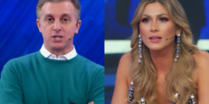 Luciano Huck deu as boas-vindas para Lívia Andrade no Domingão (Foto: Reprodução)