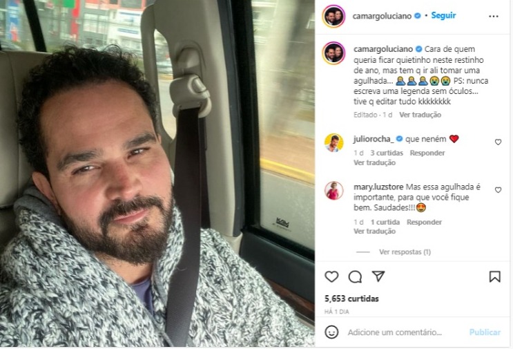 Luciano Camargo foi tomar vacina (Foto: Reprodução/Instagram)