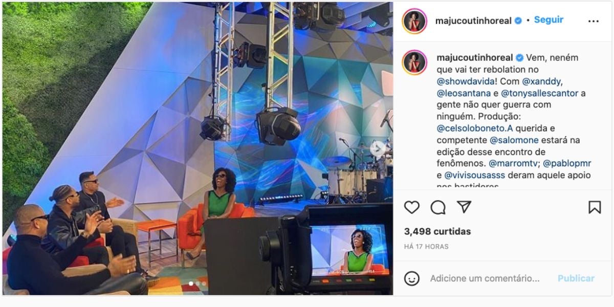 Maju Coutinho dá notícia de que Xanddy estará no Fantástico (Reprodução) 