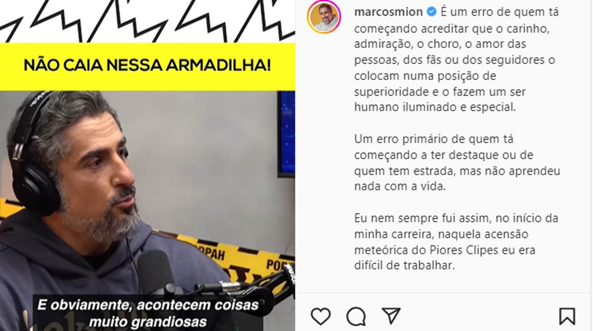 Em entrevista, Marcos Mion dá conselhos e faz textão com dicas sobre a humildade na fama 