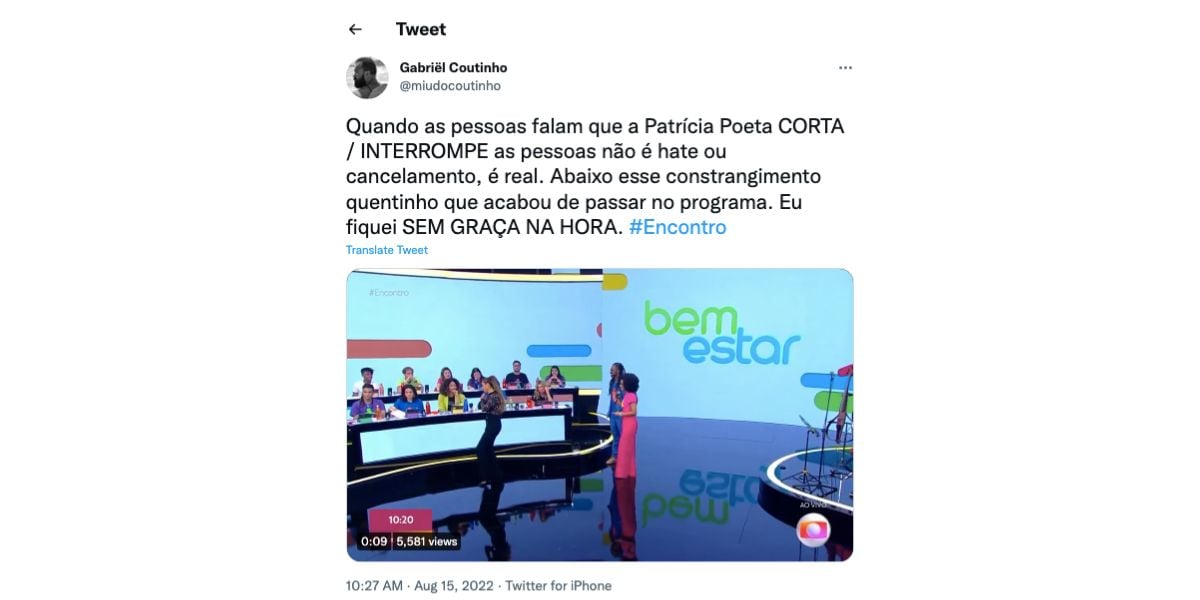 Patrícia Poeta é criticada por conta de atitude no Encontro (Reprodução)