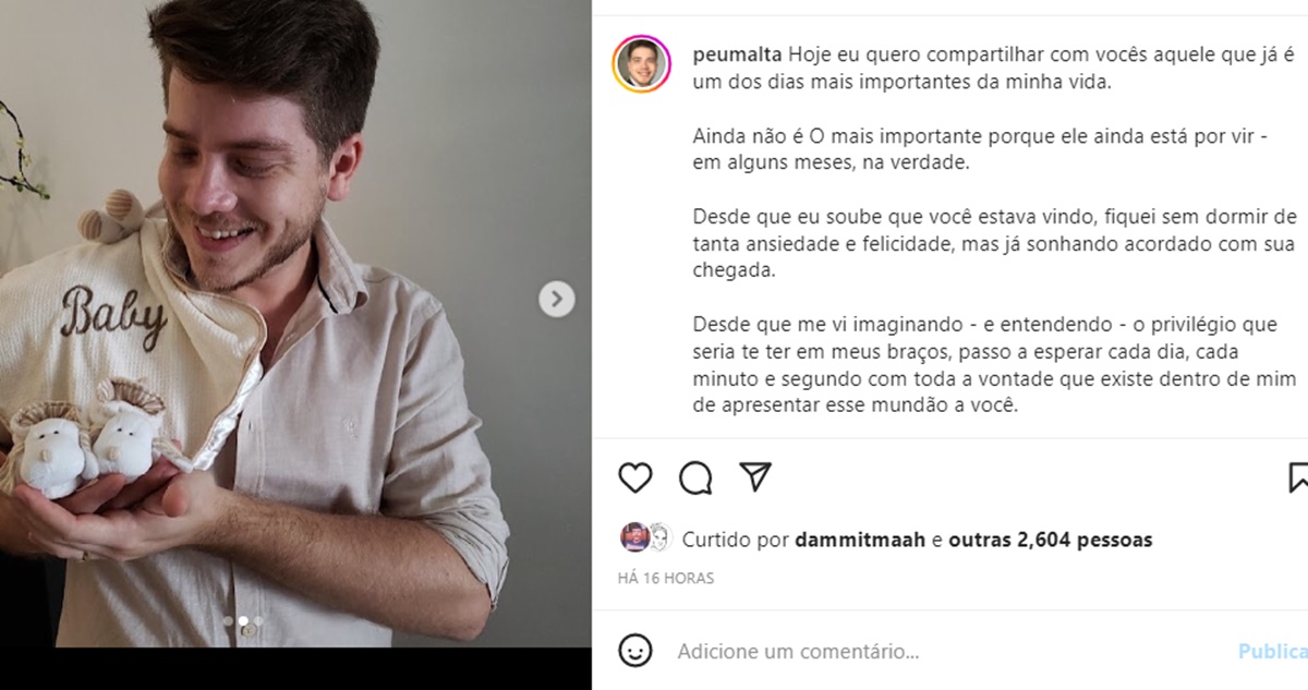 Pedro Malta announces on social media that he will be the father of his first child 