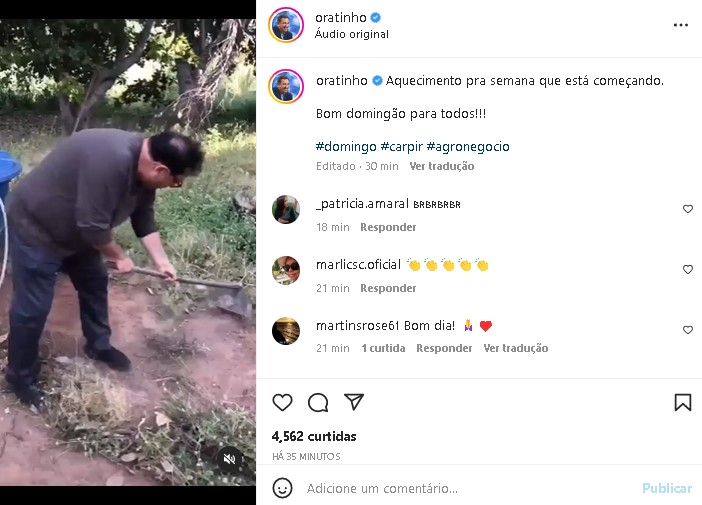 Ratinho surgiu capinando no meio do mato (Foto: Reprodução/ Instagram)