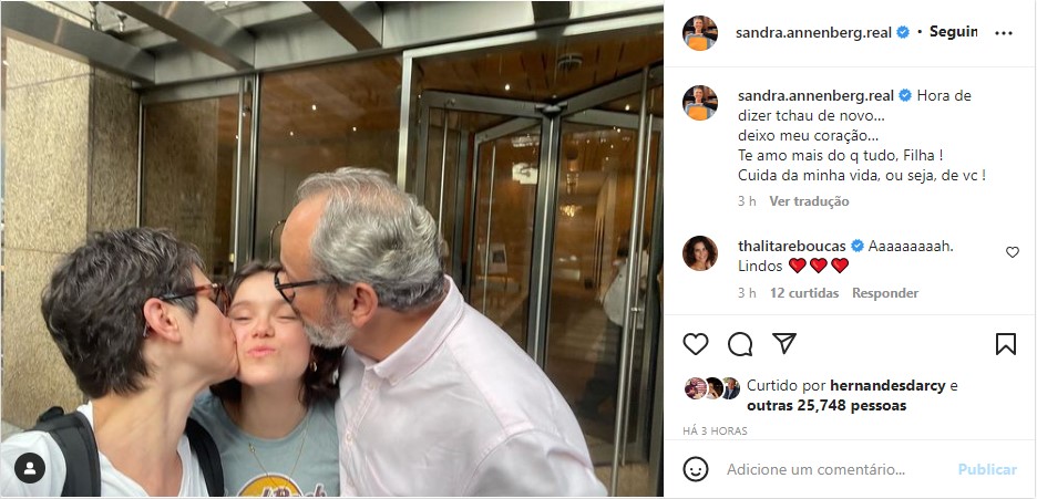 Sandra Annenberg faz declaração emocionante a filha - Foto: Reprodução