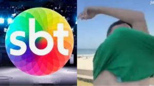 Jornalista e repórter do SBT tira a roupa ao vivo (Reprodução/ Montagem)