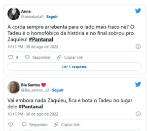 Pantanal - Tadeu (José Loreto) dá show de falta de noção com 'rinha de galo' insuportável e é detonado na web (Foto: Reprodução / Twitter)