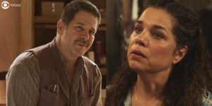 Tenório e Maria na novela Pantanal (Foto: Reprodução/Globo/Colagem/Thais Teles)