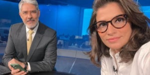 Esse foi o 'desentendimento' que William Bonner e Renata Vasconcellos tiveram ao vivo na bancada do JN(Foto: Reprodução)