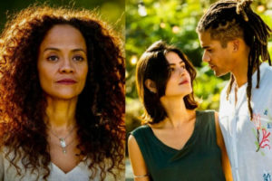 Zuleica (Aline Borges) revelará à Guta (Julia Dalavia) quem é o pai de Marcelo (Lucas Leto) em Pantanal, novela das nove da Globo (Foto: Reprodução / Globo)