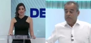 Âncora do SBT desmaiou ao vivo e foi socorrida por um dos candidatos que participavam do debate- Foto: Montagem/TV Foco