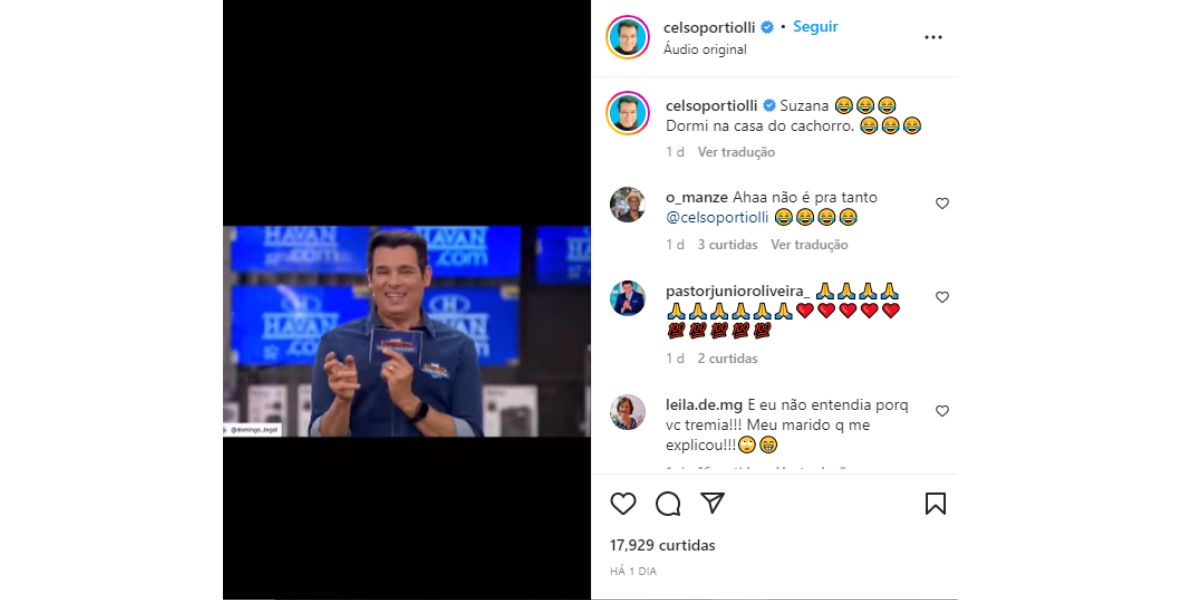 Celso Portiolli publica vídeo onde treme ao falar da esposa