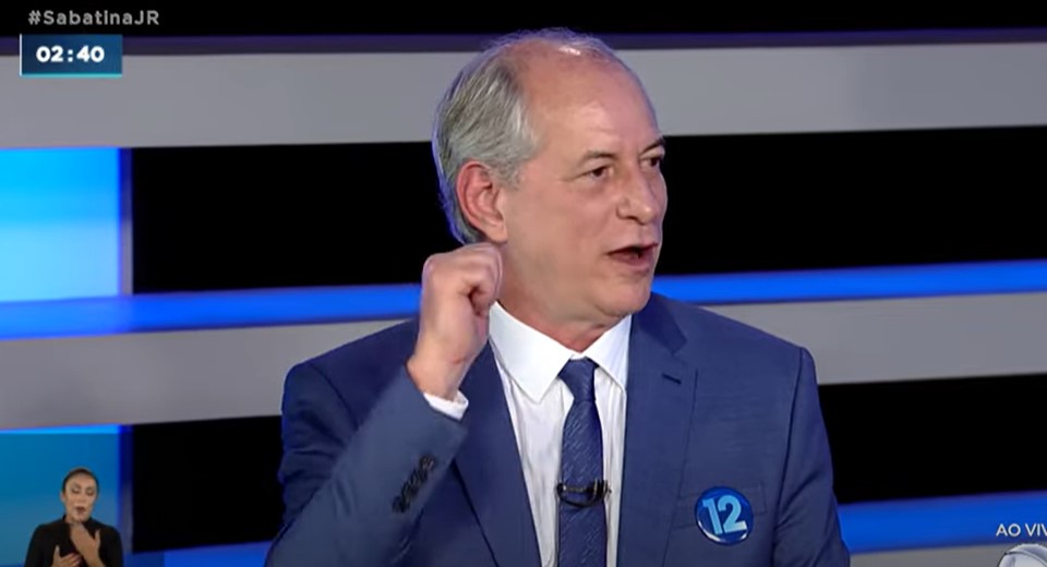 Ciro Gomes durante sua entrevista à Record