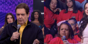 Faustão viu convidada entediada em plateia (Foto: Reprodução/Band)