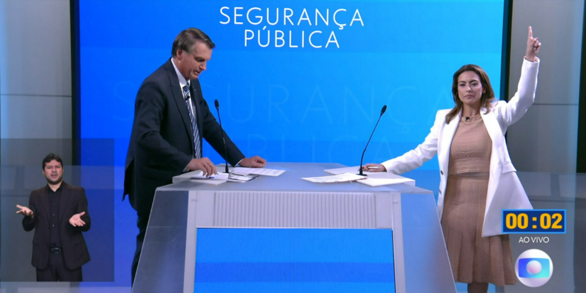 Jair Bolsonaro e Soraya Thronicke se desentenderam em debate (Foto: Reprodução/TV Globo)