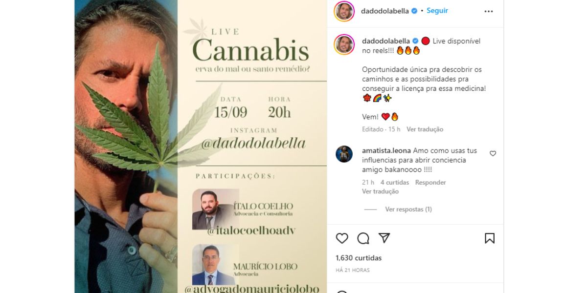 Dado Dolabella - live uso maconha medicinal