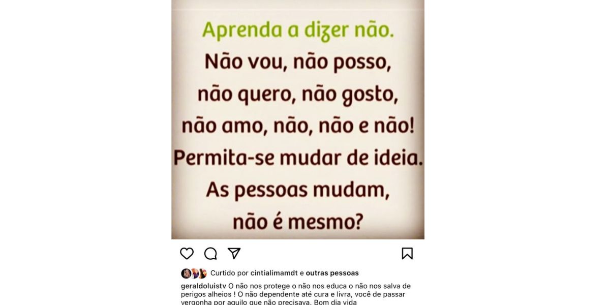 Geraldo Luís - desabafo - Instagram