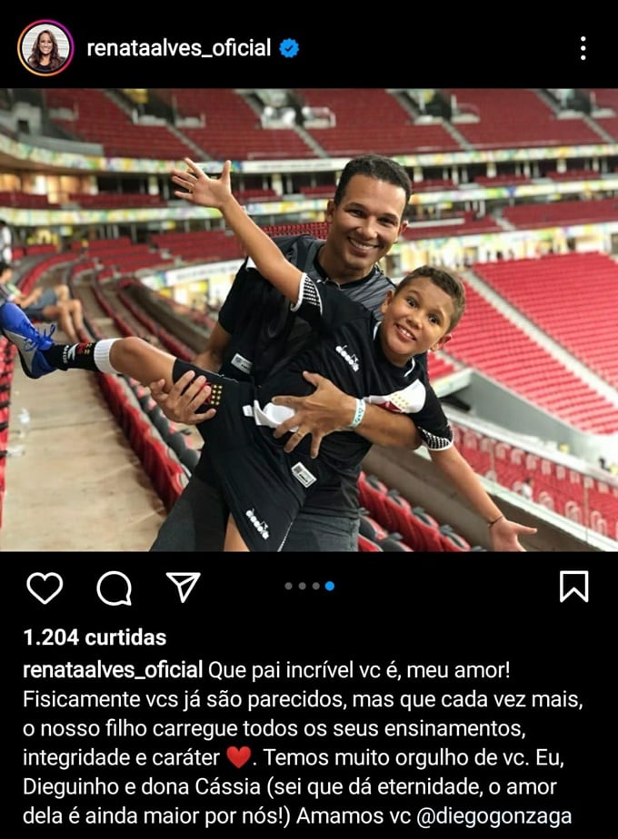 Diego Gonzaga, marido de Renata Alves, e o filho do casal, Dieguinho 