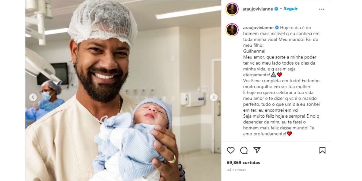 Viviane Araújo fez homenagem ao marido Guilherme Militão 