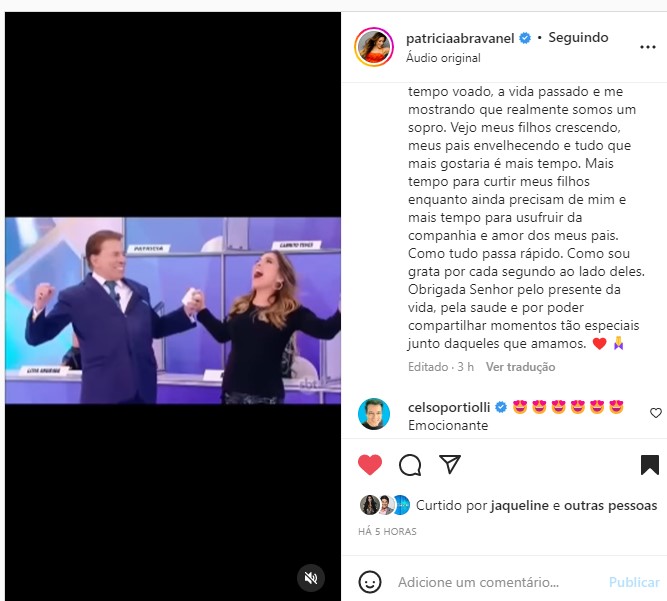 Patrícia Abravanel fez um texto emocionante com um vídeo de Silvio Santos