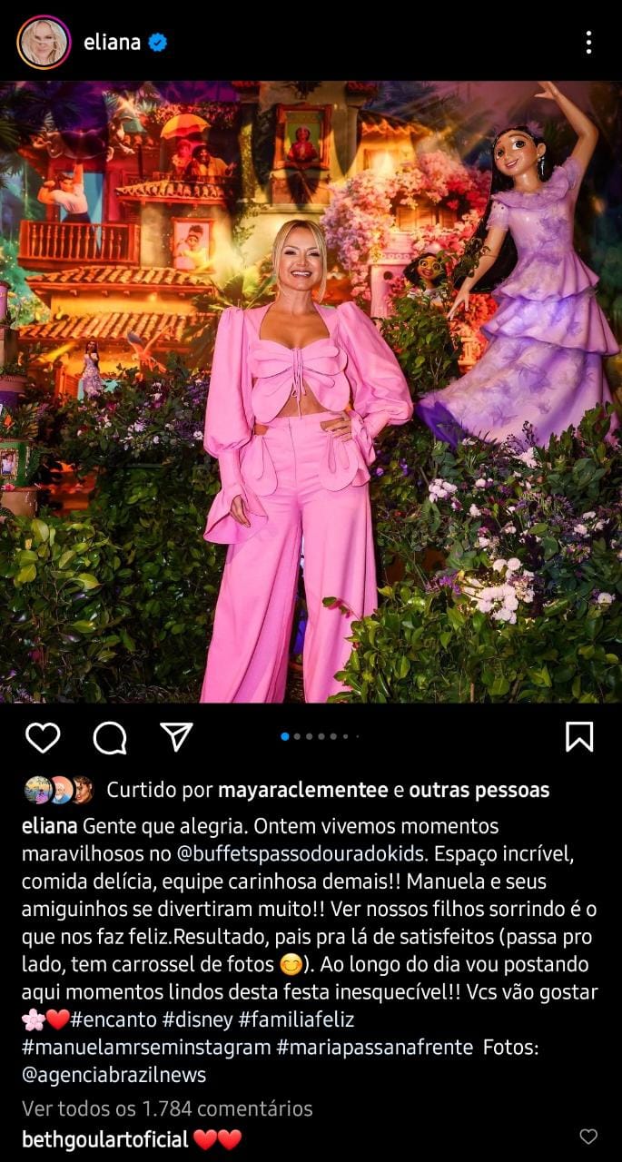 Publicação de Eliana (Foto: Reprodução/Instagram)