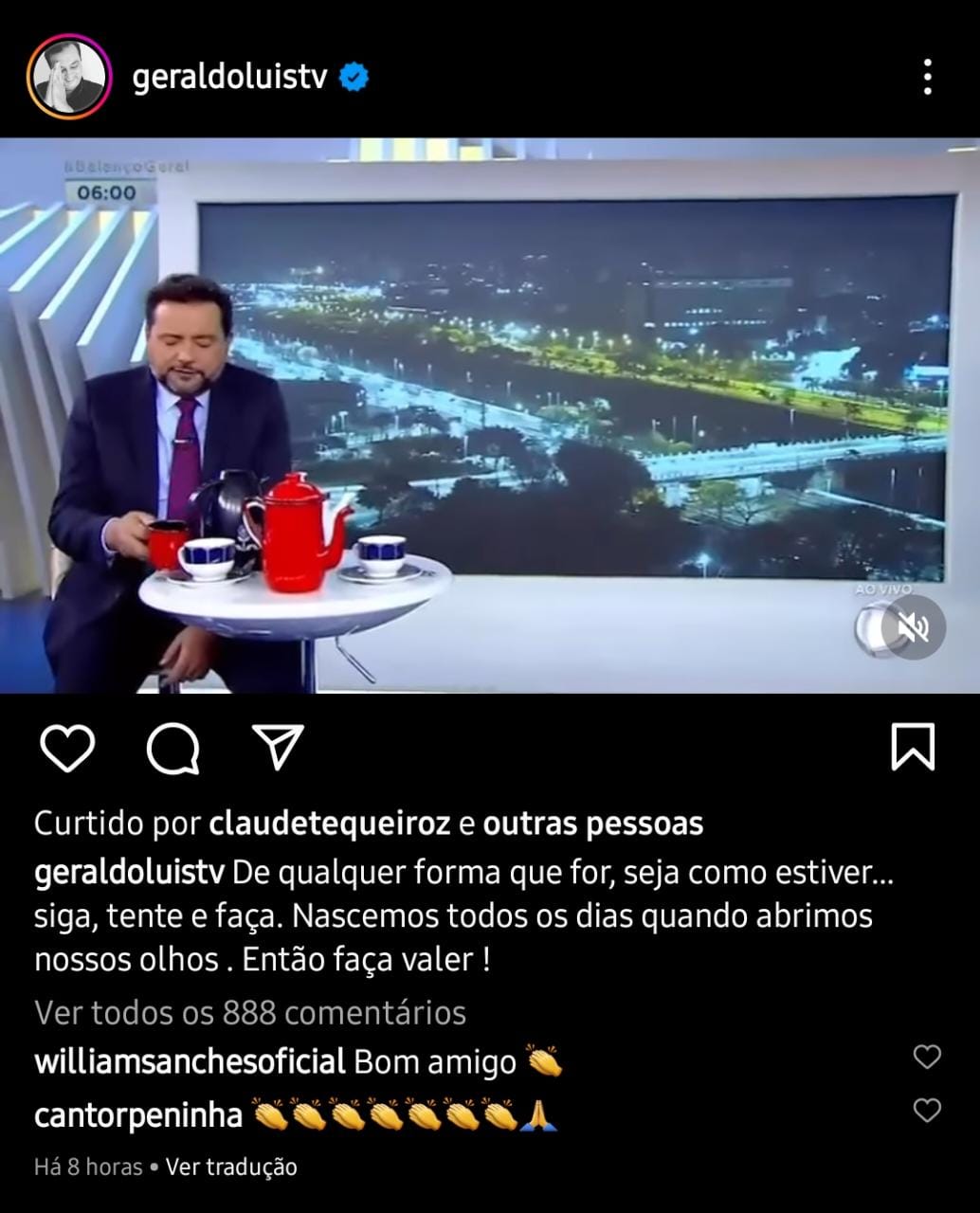 Publicação de Geraldo Luís (Foto: Reprodução/ Instagram)