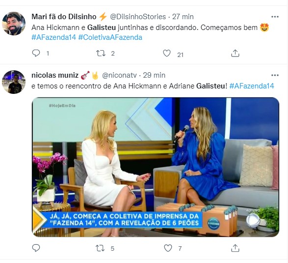 Reencontro entre Galisteu e Ana Hickmann repercurtiu no Twitter
