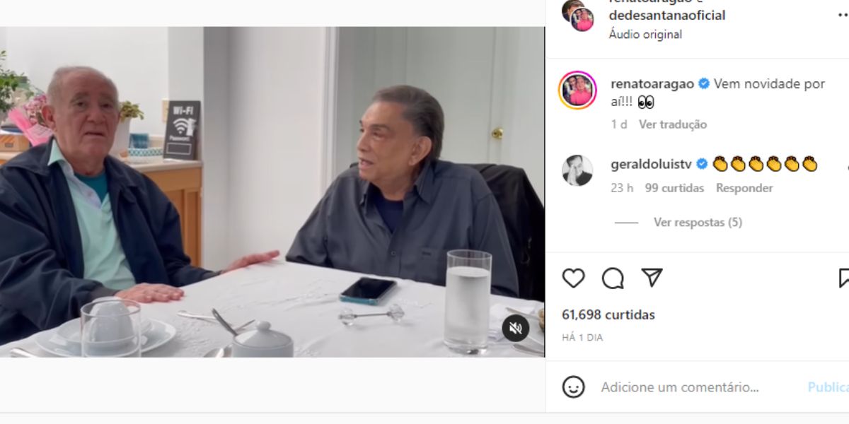 Renato Aragão e Dedé aparecem em vídeo