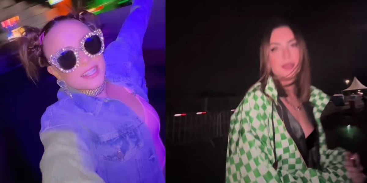 Larissa Manoela e Jade Picon durante Rock in Rio (Reprodução: Montagem TV Foco)