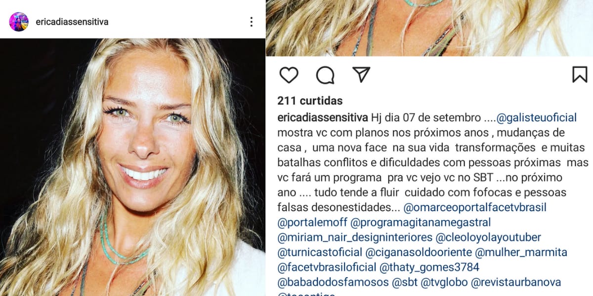 Érica Dias faz previsões sobre Adriane Galisteu (Reprodução: Instagram)