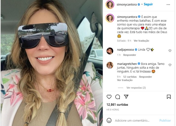 Simony já passou da metade do tratamento para o câncer (Foto: Reprodução/Instagram)