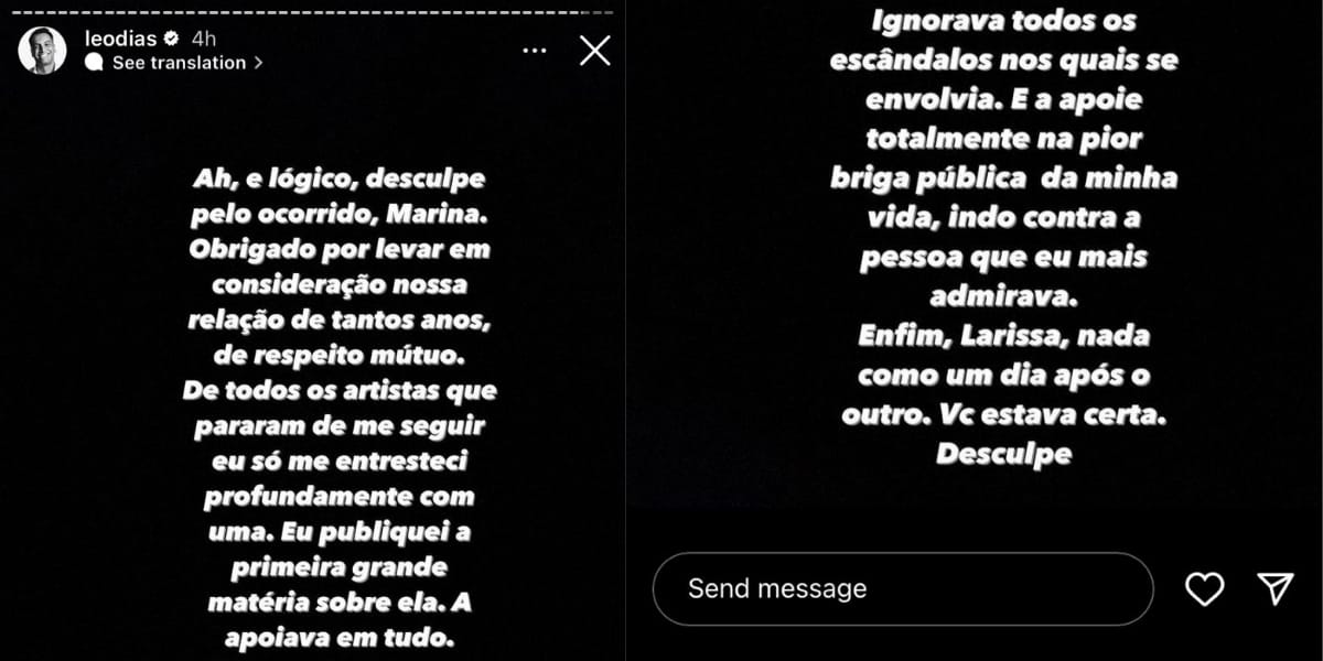 Leo Dias utiliza suas redes sociais para fazer um desabafo sobre Ludmilla e defender Anitta (Reprodução: Instagram)