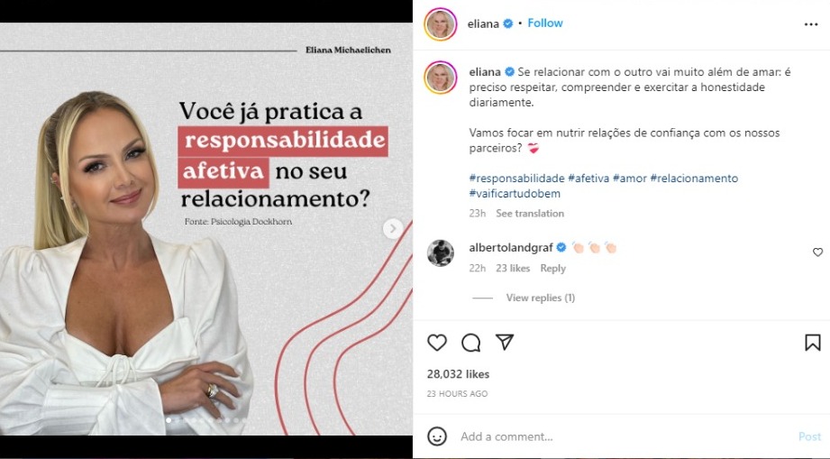 Eliana faz alerta para mulheres (Foto: Reprodução/Instagram)