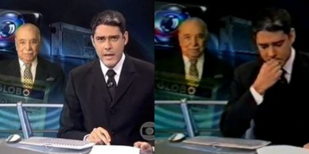 William Bonner chora ao noticiar morte de jornalista (Reprodução: Globo)