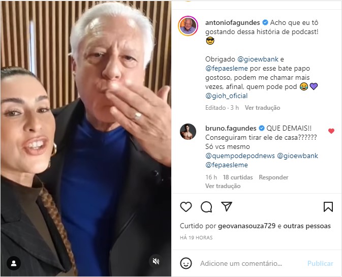 Antônio Fagundes surge ao lado de atrizes - Foto: Reprodução