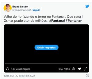 Pantanal - Vídeo mostra Velho do Rio 'transformando' a trama em filme de terror e vira chacota na web (Foto: Reprodução / Twitter)