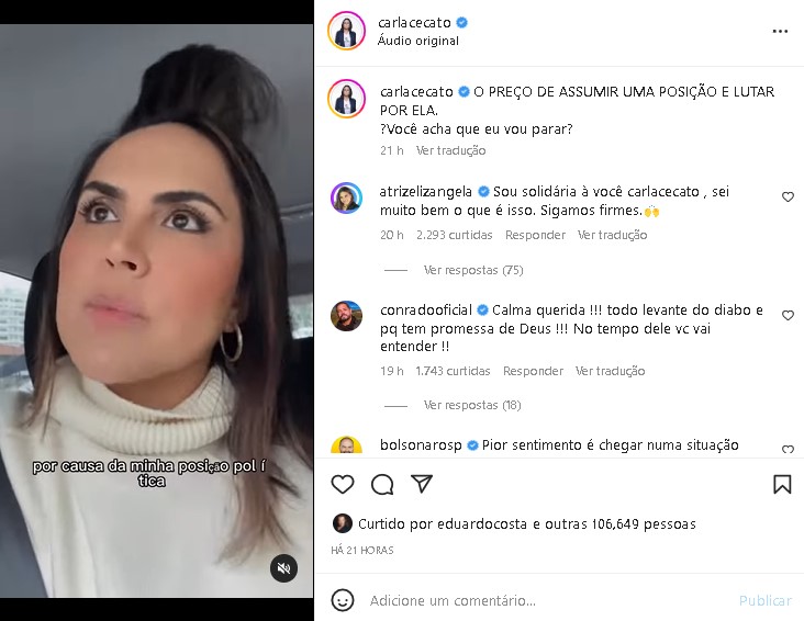 Carla Cecato surgiu expondo que viveu (Foto: Reprodução/ Instagram)