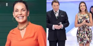 Carolina Ferraz, Silvio Santos e Patrícia Abravanel (Reprodução)