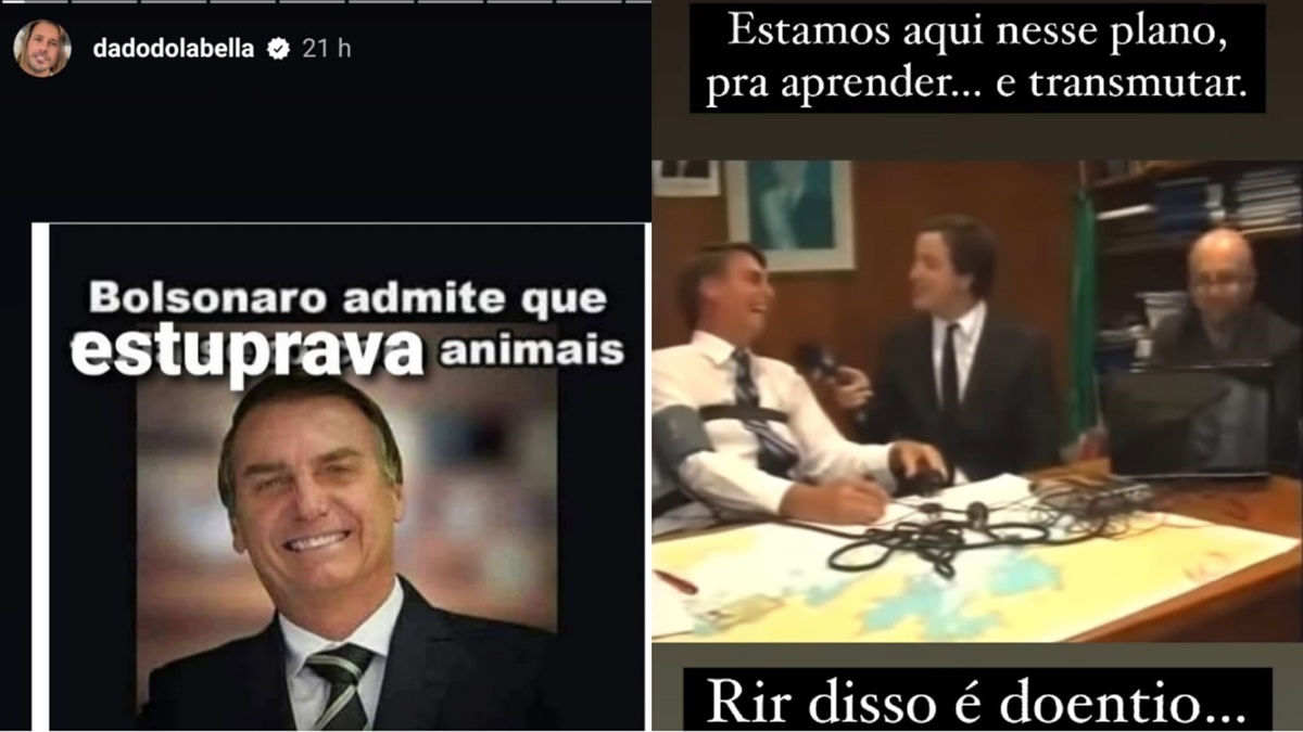 Dado Dolabella expõe trecho antigo de Bolsonaro assumindo prática de sexo com animais