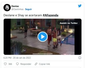 Deolane e Shayan se resolveram em A Fazenda 14 (Foto: Reprodução / Twitter)